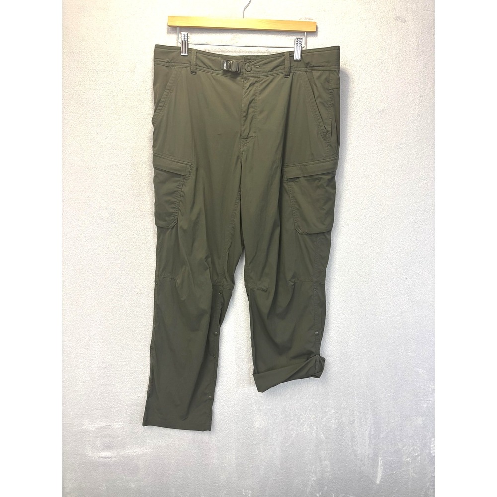 REI Co-op Mens Hiking Pants 36x30 Green Lightweight‎ Stretch Roll Cuff Cargo